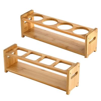 Kitchen Glass Oil Bottle Rack Seasoning Bottle Wooden Rack Oil Pot Condiments Bottle Storage Condiment Caddy