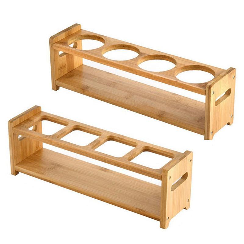 Spice Bottle Storage Rack Bottles Condiment Holder Organizer Seasoning Wooden Kitchen