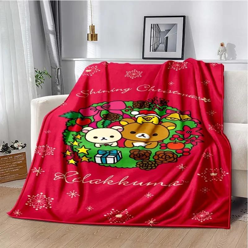 Cartoon Rilakkuma Anime Girls Throws Blanket for Baby Hiking Picnic Bed Super Soft Cute Kawaii Flannel Blanket Birthday Gift
