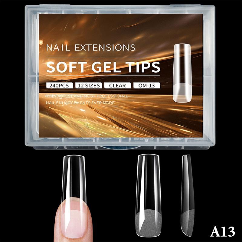 Luxury False Nail Tips Soft Gel Fingertip Semi-matte Capsules Almond French Coffin Full Cover Artificial Fake Nails Extension
