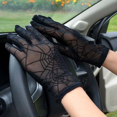 Fahren Spitze Tanzen Frauen Party Spinnennetz Spitze Fäustling Frauen Handschuhe Fünf Finger Fäustlinge Dünne Handschuhe EMA