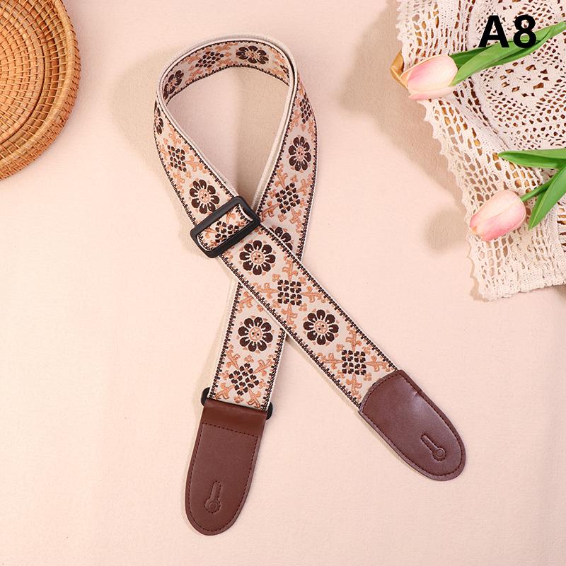 Gitarrengurt Bass Baumwolle Leder Stickerei Gurte Verstellbarer Halsgurt E-Gitarre Akustikgitarre Bass Zubehör