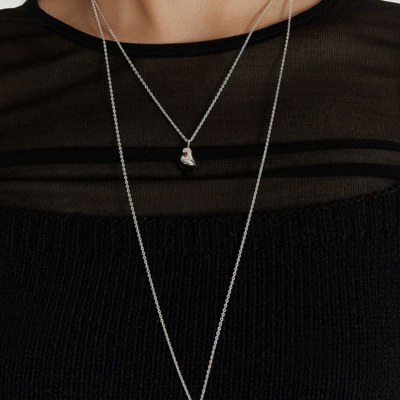 Unsichtbares Collage ZITRONENKURVE HALSKETTE_SILBER