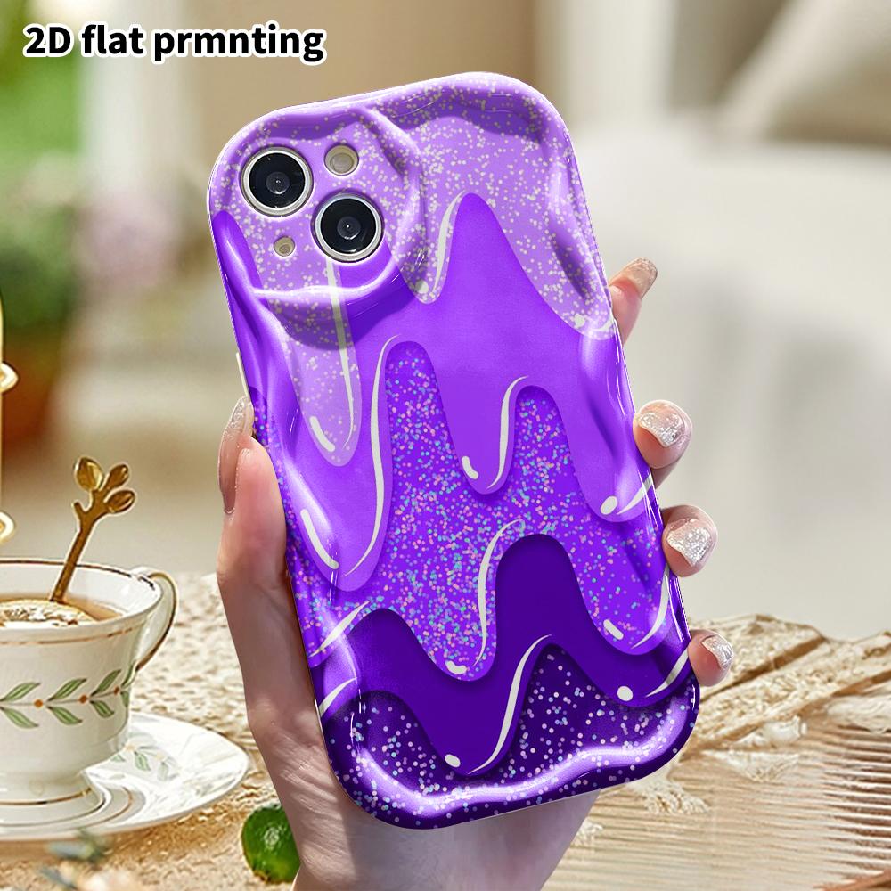 Phone Case: 2D Flat, Suitable for iPhone 18, 17, 16, 15, 14, 13, 12 Pro Protective Case, Phone Decoration, Purple Fluid, Perfect Christmas and Hallowe