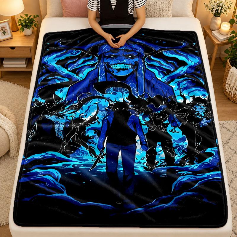 Flannel BlanketSolo Leveling Warm Soft Throw Blanket for Indoor Sofa Bed Living Room Use