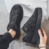Fashion Men Outdoor Leather Shoes Flat Classic Black Sports Shoes Lace Up Skateboard Board Shoe Walking Male Leisure Running Sneakers