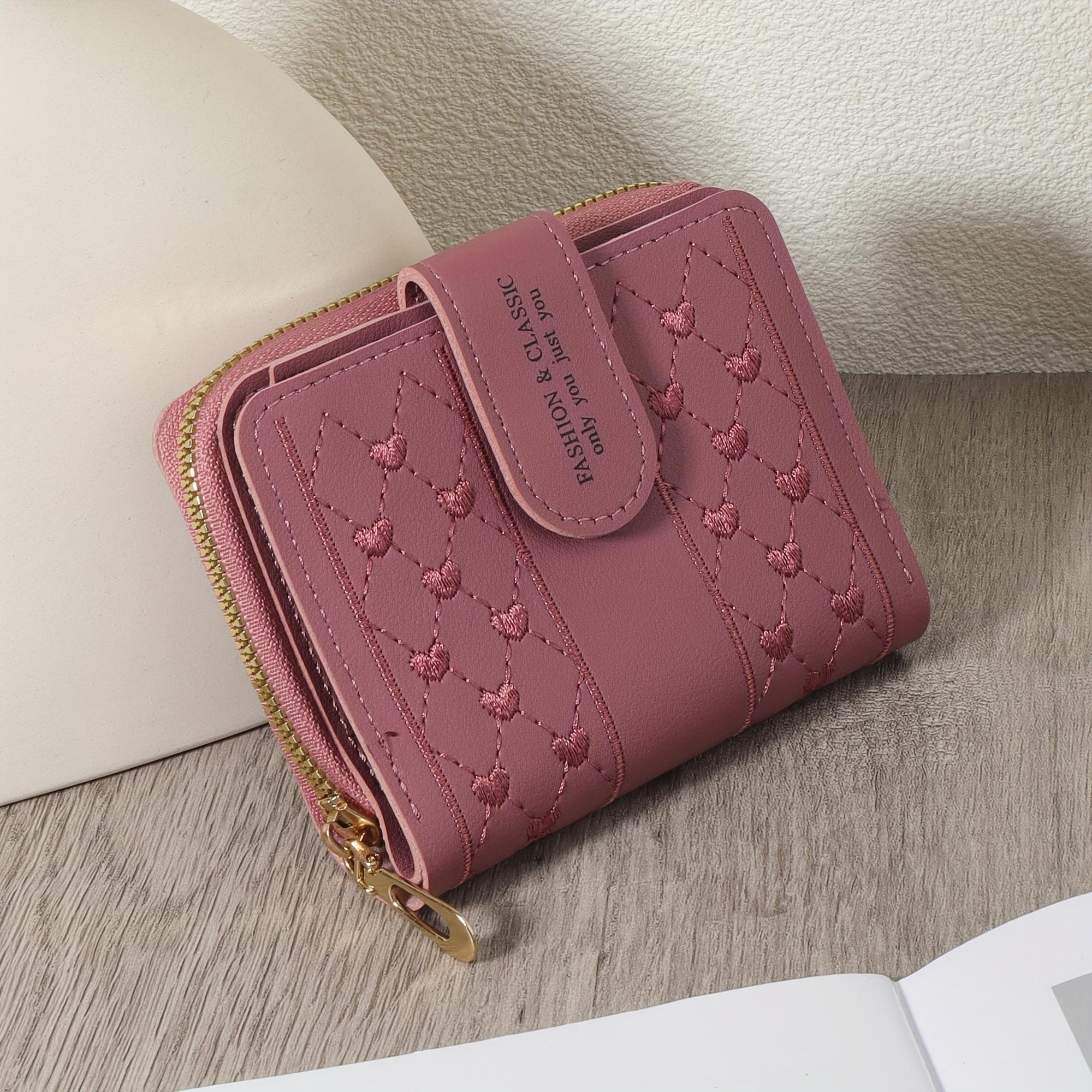 

Модная и высококачественная сумка для хранения кредитных карт, удобная для ношения, кошелек для монет на молнии с несколькими отделениями для карт, простой держатель для кредитных карт с несколькими отделениями для карт темно-розовый