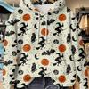 Womens Halloween Print Hoodie Loose Fit Vintage Style Casual Sweatshirt