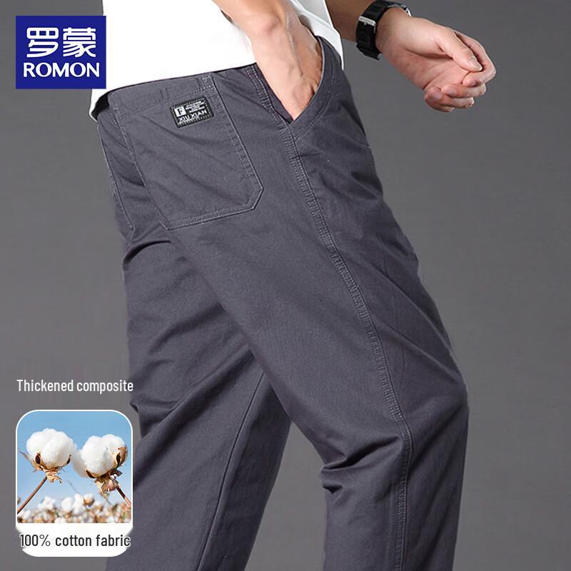 

ROMON Men s Pure Cotton Loose Straight Casual Cargo Pants L