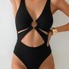Swimsuit black hollow sexy one-piece swimsuit solid color one-piece bikini bikini custom