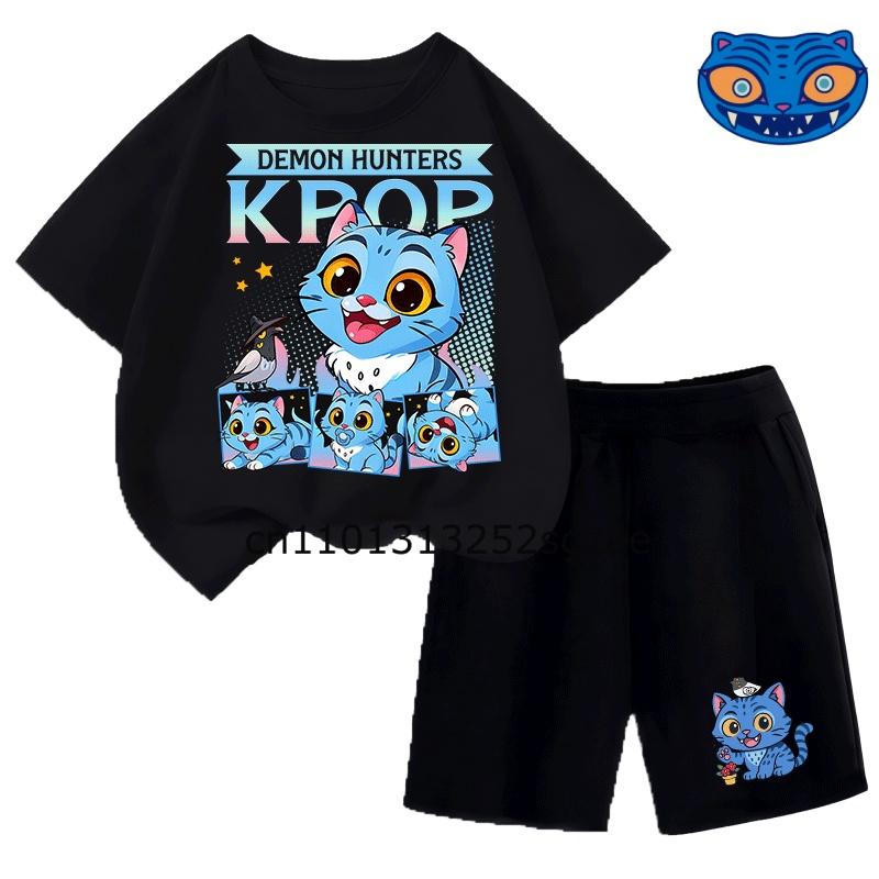 Kpop Demon Hunter 2026 Summer T-shirt Set: Cute Cartoon Style Outfits for Stylish Boys & Girls, Great as a Special Birthday Gift