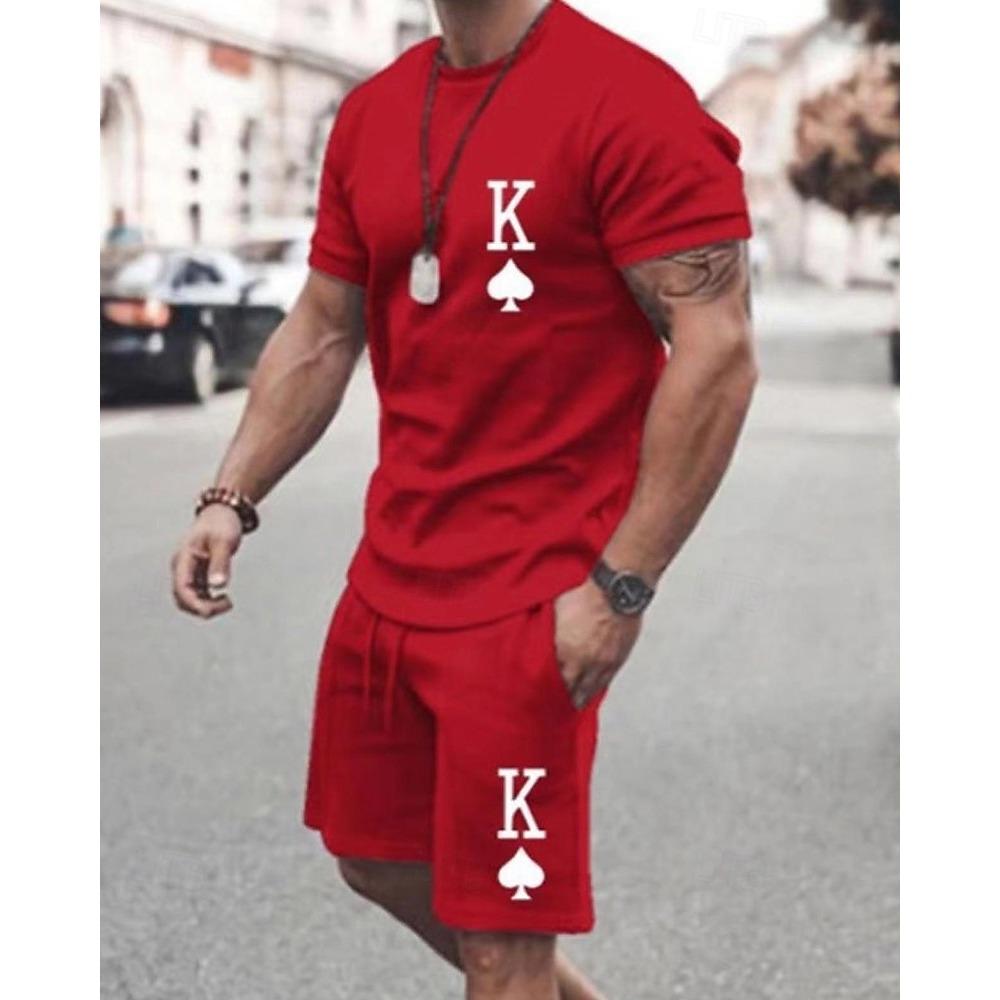 Men's T-shirt Set 2-piece T-shirt and Shorts Set Summer Fashion Casual 2-piece Men's T-shirt Set