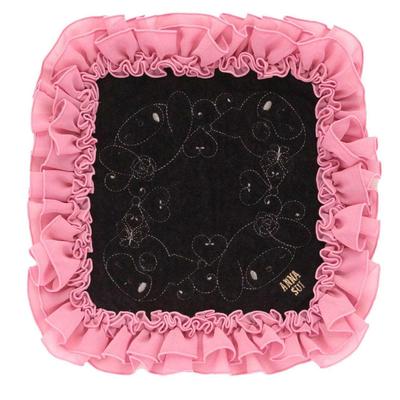 Anna Sui X My Melody Kuromi Large Towel Handkerchief (28cm) with Gathered Ruffles (Pink) Women's Towel Hand Towel Approx. 28cm 001444-0001-01
