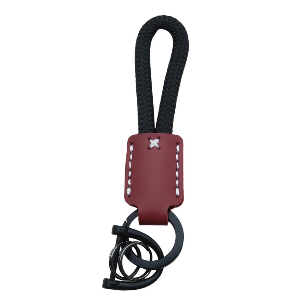 Braided Leather Key Holder Stylish Cowhides and Nylon Rope Keychain Hand Rope School Bag Pendant for Everyday Use
