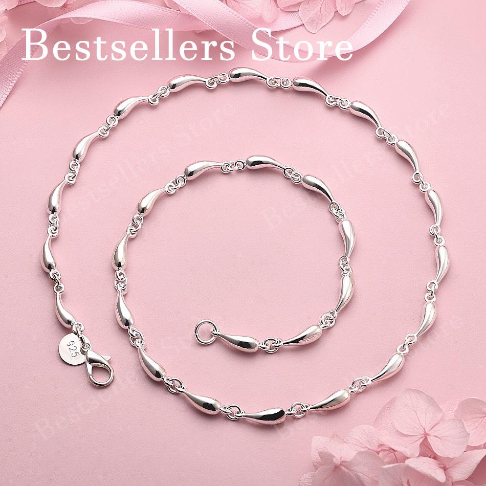 Elegant 925 Sterling Silver Teardrop Necklace for Women, Fashionable Party Wedding Gift Jewelry Accessories