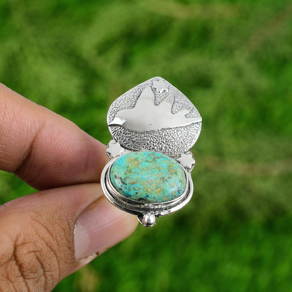 Womens day Deal Oval Natural Shattuckite 925 Sterling Silver Bezel Promise Ring