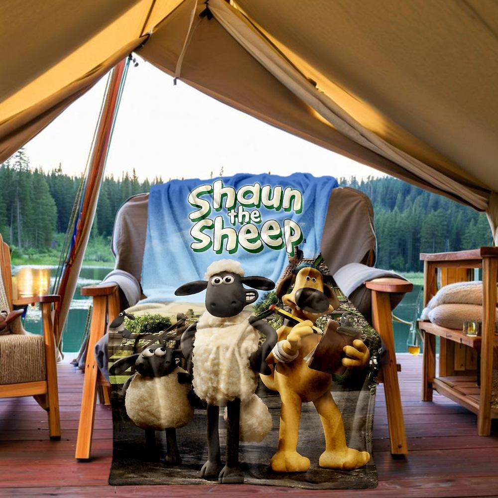 1pc Shaun the Sheep Outdoor Blanket Lightweight Flannel, Soft & Warm, All-Season Use for Sofa, Outdoor, Camping, Living Room014
