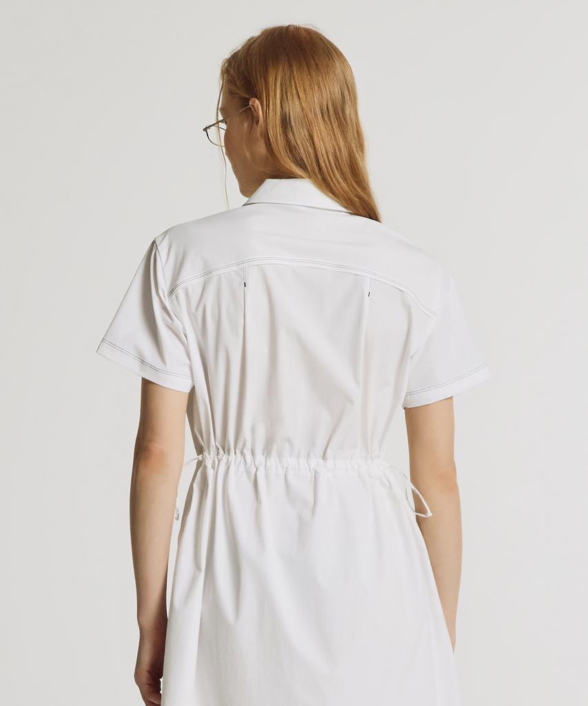 Nyuballanseu Nbnkg3W612 / Women Frozen Woven Stretch Collared Dress (White)