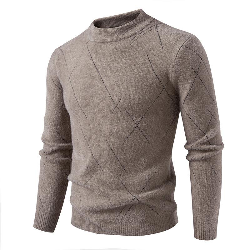 2025 Autumn Winter New Pullover Half Turtleneck Long-sleeved Sweater Men's Bottoming