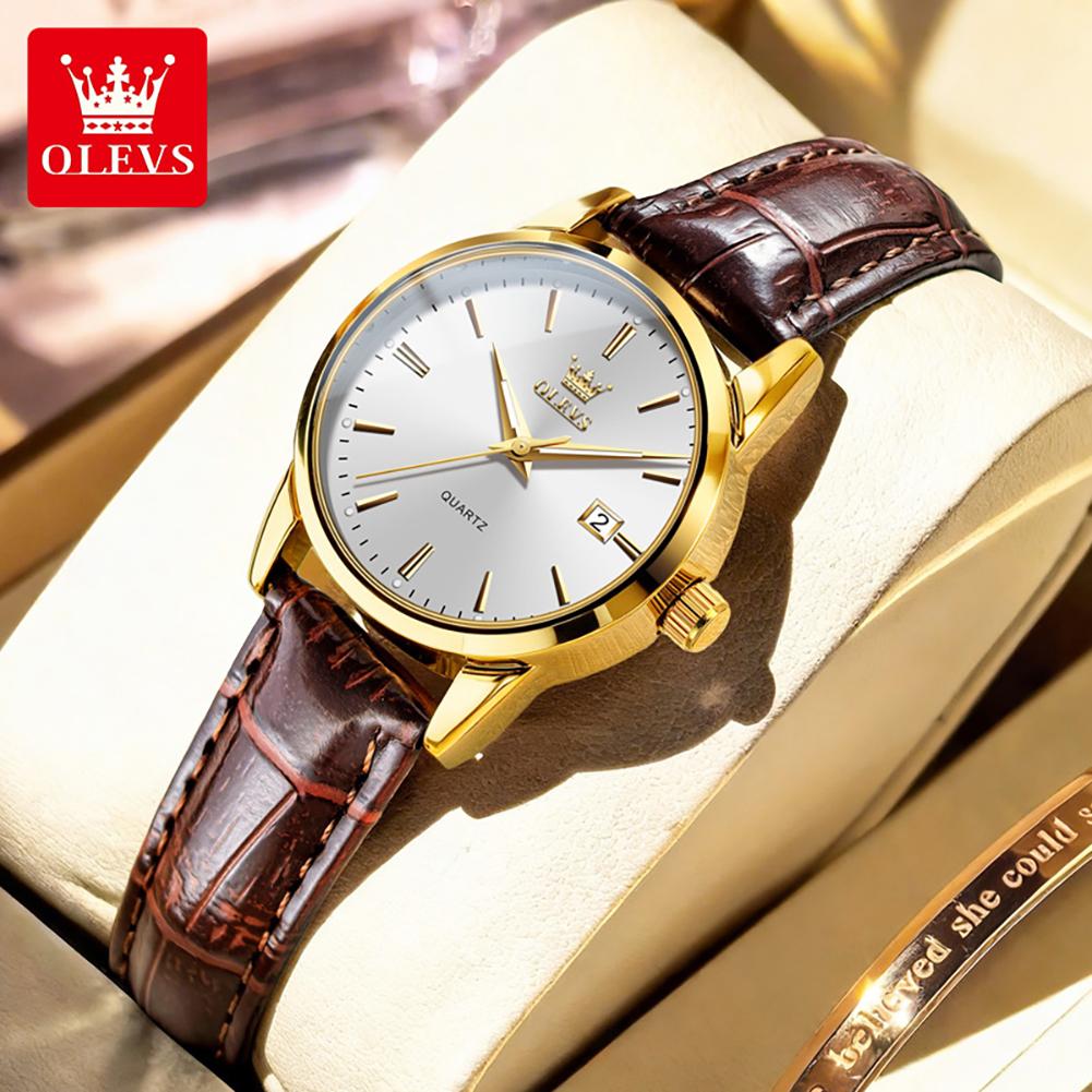 OLEVS Brand New Fashion Womens Watches Top Brand Luxury Leather Waterproof Date Quartz Watch for Women Clock Relogio Feminino