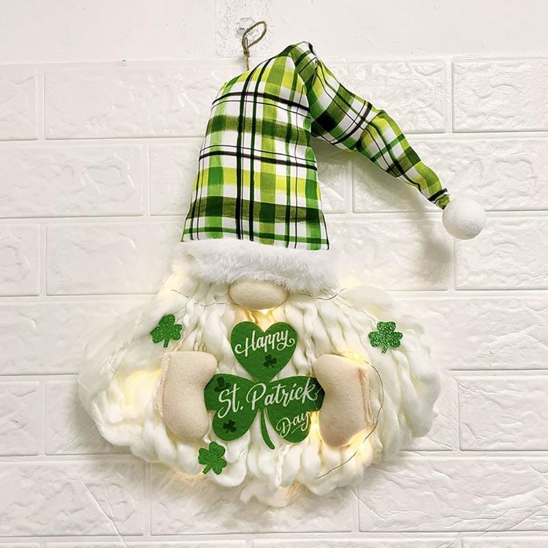 Patricks Day LED Lighted Gnome Doll Dwarfs Ornament Swedish Tomtes Hangings Sign Holiday Party Front Door Wall Gift