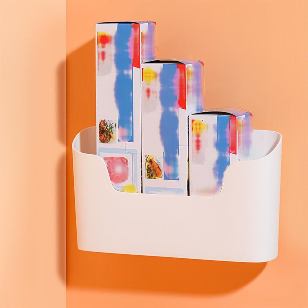 Wall Mounted Storage Box Punch Free Aluminum Foil Plastic Wrap Organizer Rack Holder for Kitchen