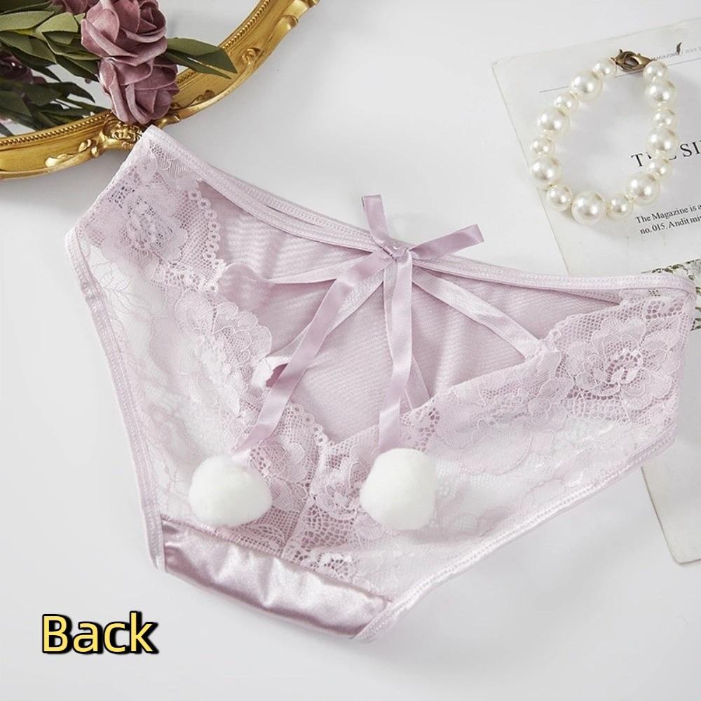 Low Waist Underwear for Women Bowknot Lace Underpants Breathable Lace Panties  Valentine's Day Gift