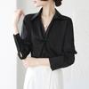 Office Lady Satin Casual Loose Shirts for Women Spring and Autumn Professional Long Sleeve Blouses Women Tops Slim Fit Temperament Elegant Shirt 26067