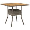 Vidaxl Stół Ogrodowy Z Akacjowym Blatem, Szary, 80X80X75 Cm, Rattan Pe