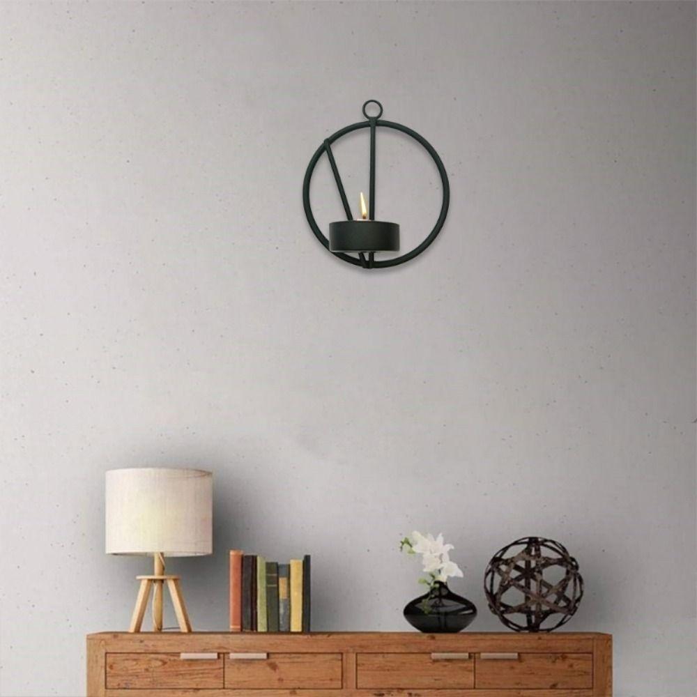 Easy to Clean Wall Hanging Tea Lights Iron Art Round Metal Wall Holder  Wedding