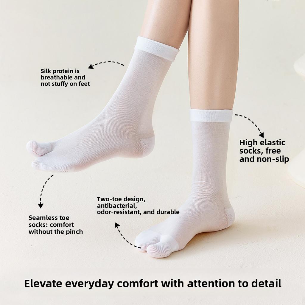 Silk-silk Two-toed Summer Children's Lightweight Sports Odor-resistant Breathable Stack Socks with Separate Toes, Ankle-length Socks for The Feet.