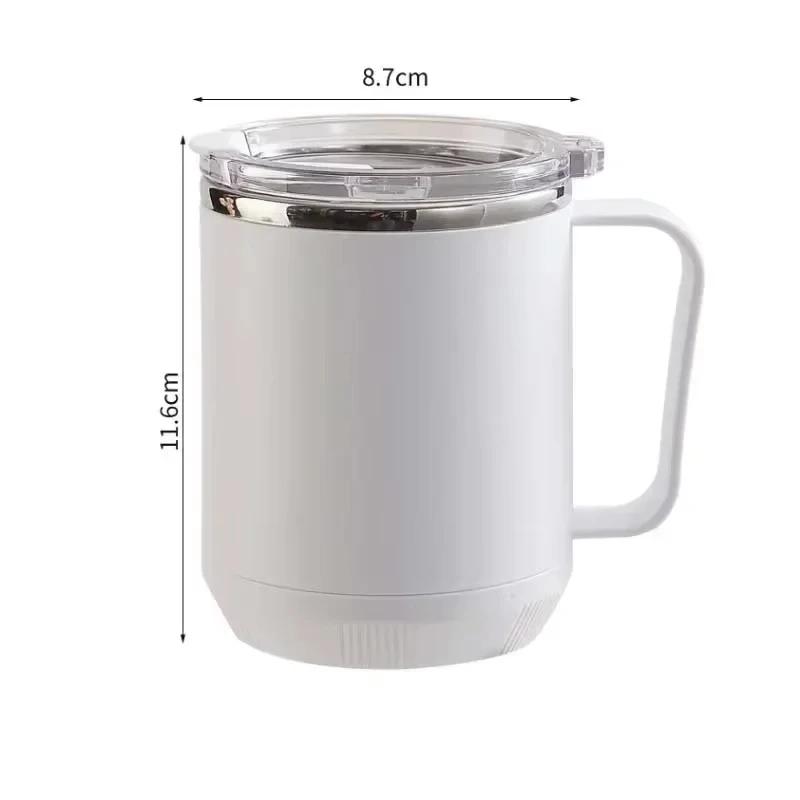 Vacuum Cup Insulated Stainless Steel Coffee Cup Mug Heatable Portable with Lid Handle Home Office Water Cups Drinking Utensils