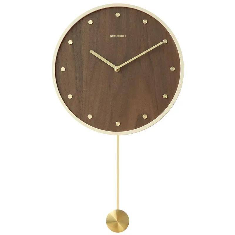 Wooden Mute Wall Clock Mute Digital Clock New Modern Minimalist Home Decoration Accessories Wall Hanging Pendulum Clock