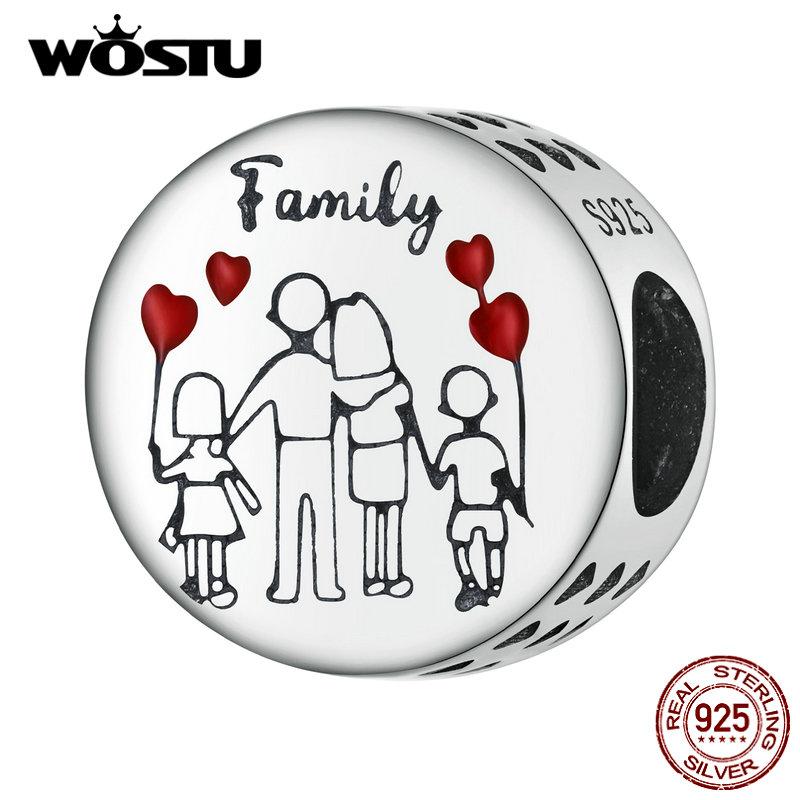 

WOSTU Стерлингового Серебра 925 пробы Семейные Подвески Бусина для Женщин Оригинальный Серебряный Браслет Изящные Ювелирные Изделия 925 silver