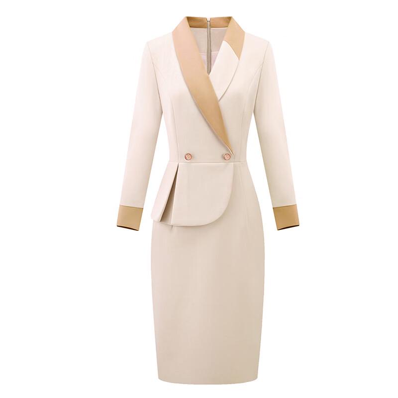 Troloman Women's Professional Lapel Bodycon Midi Dress