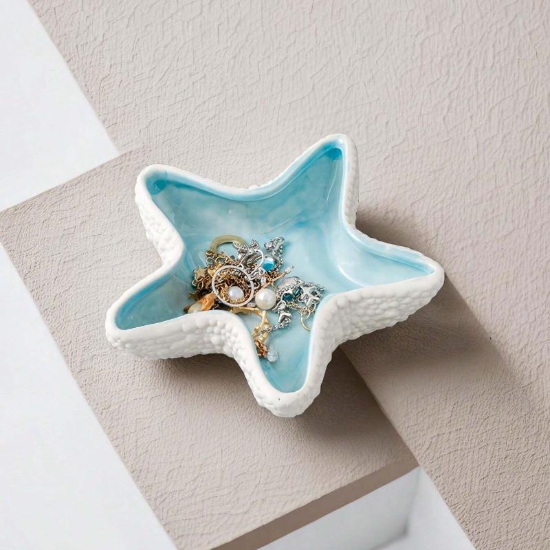Seaside Blue Starfish Jewelry Plate Valentine Day