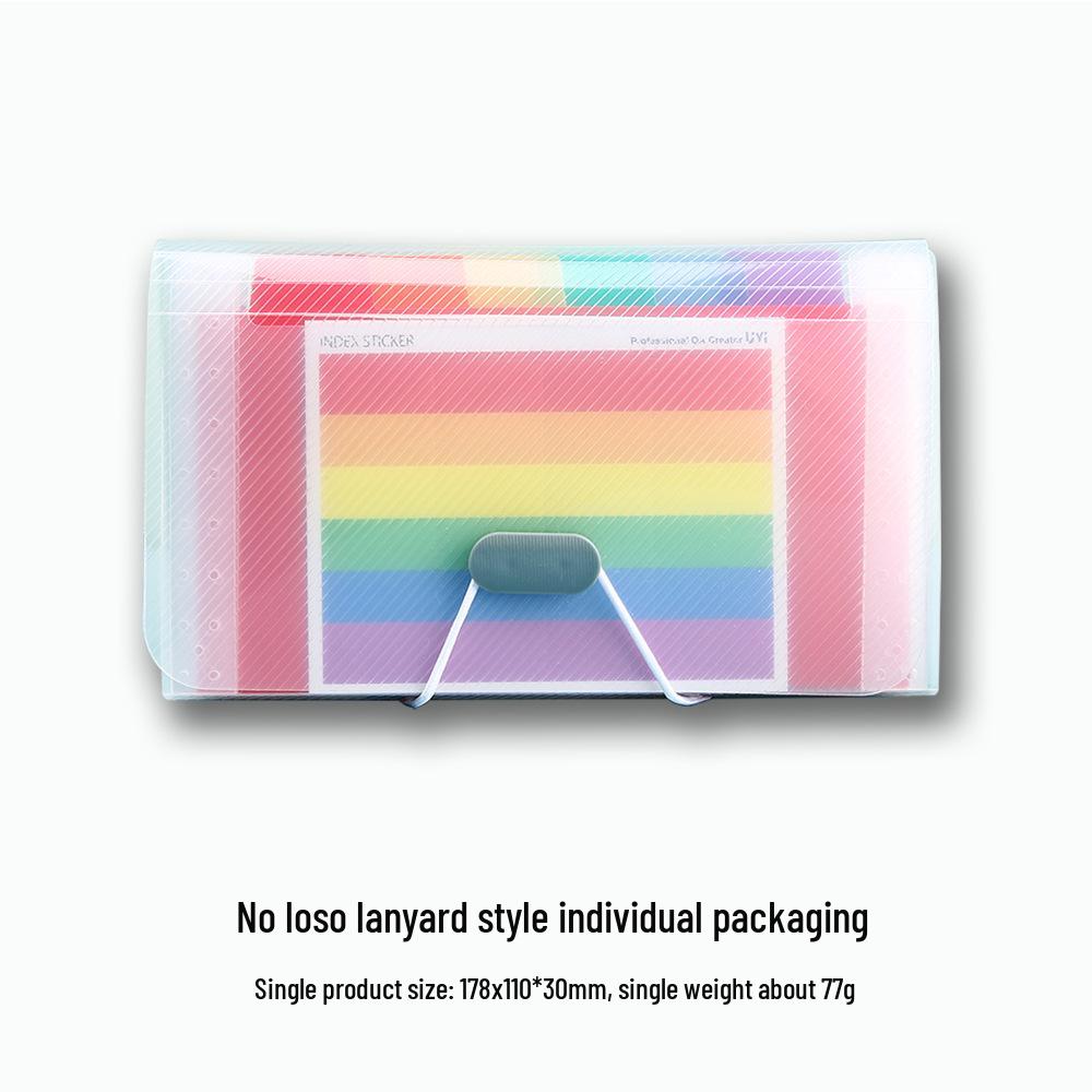 

Rainbow 13-Compartment Mini Accordion Folder - A6 Multi-layer Document and Receipt Organizer with Snap Button Closure.