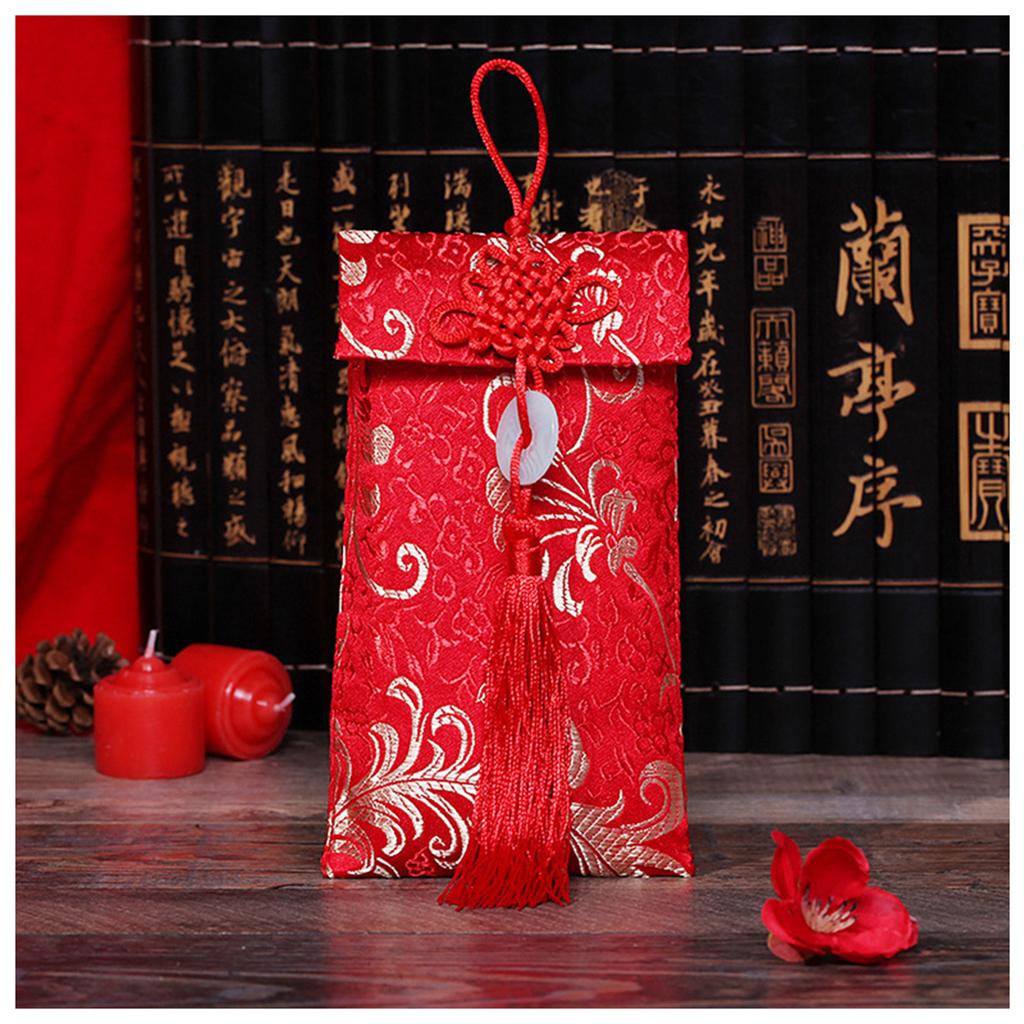Chinese Brocade Red Envelope Bag Spring Festival Luck Red Packets Bag 2026 New Year Decoration For Chinese Wedding Birthday