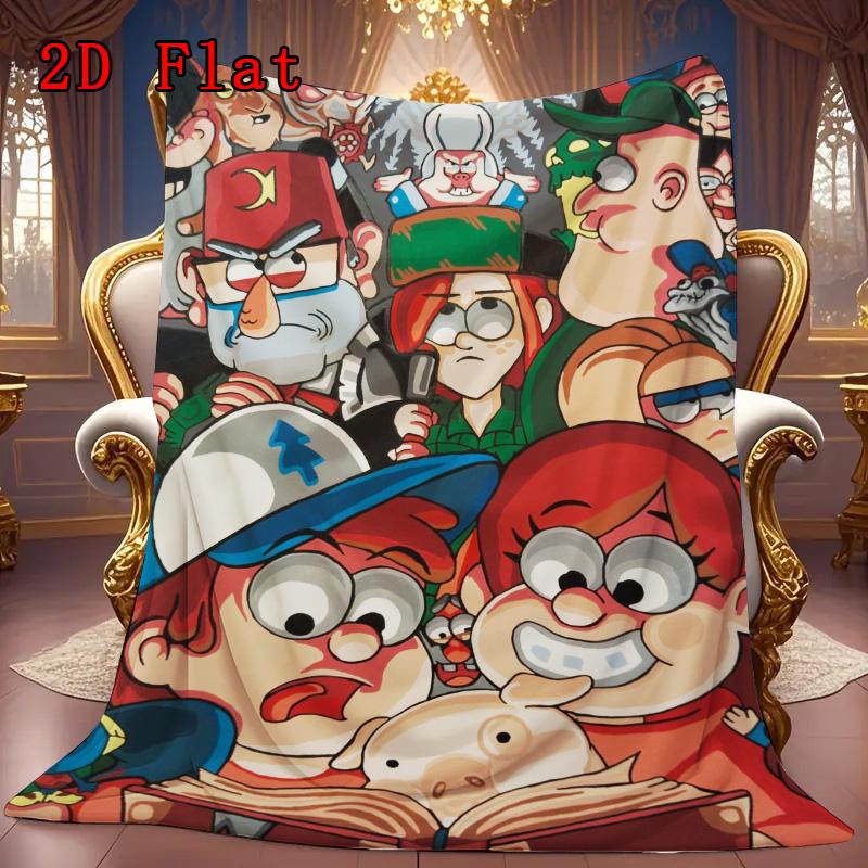 Gravity Falls Cartoon 2D Flat Pattern Flannel Blanket High Quality All Seasons Warmth and Comfort Perfect for Christmas Gifts.SMT0917582