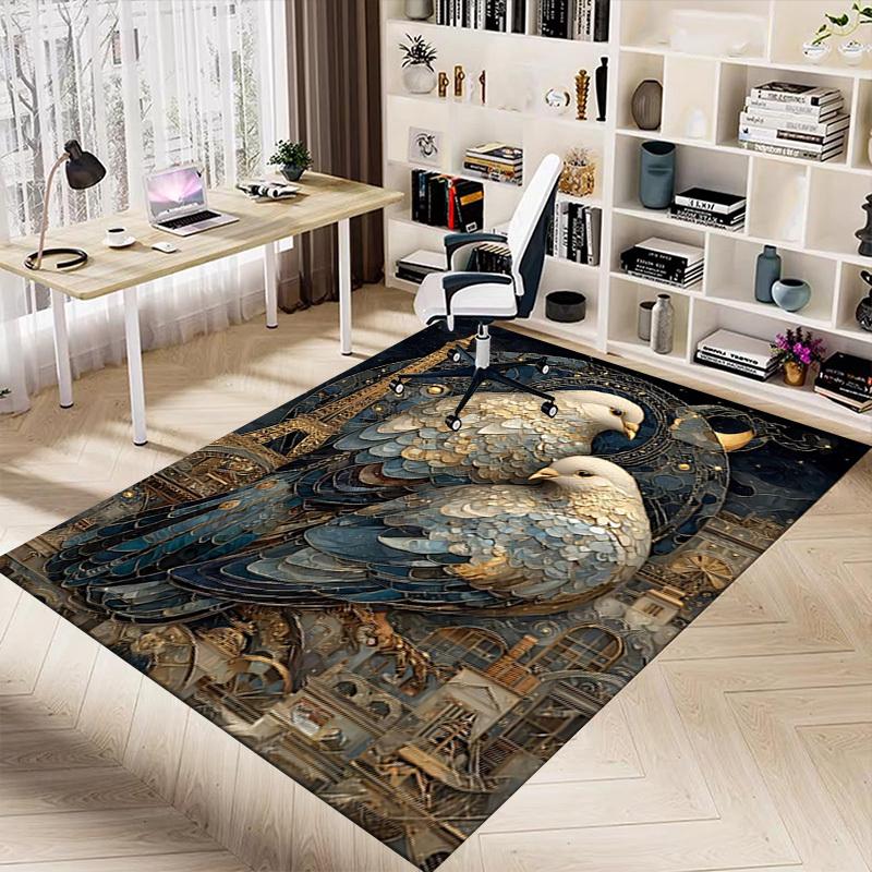 1PC Doves Paris Extra Large Non Slip Floor Carpet, Office, Family, Bedroom Large Area Rug Indoor Rugs, Vibrant Colors