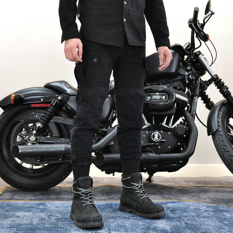 Motorcycle riding jeans casual locomotive anti-drop and windproof Kevlar tooling pants men's four-season protective gear adjustable