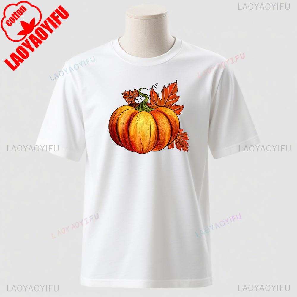 Thanksgiving Day Pumpkin Fall Vibes Graphic T Shirts Unisex Unisex Vintage Festival High Quality Cotton TShirt Casual Party Tops