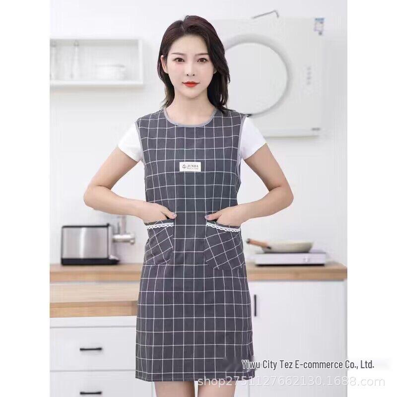 Breathable Korean-Style Cotton Linen Stain-Proof Waist Apron for Home and Kitchen серый
