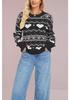 European & American Style Valentine's Heart Pattern Women's Casual Long Sleeve Knit Sweater