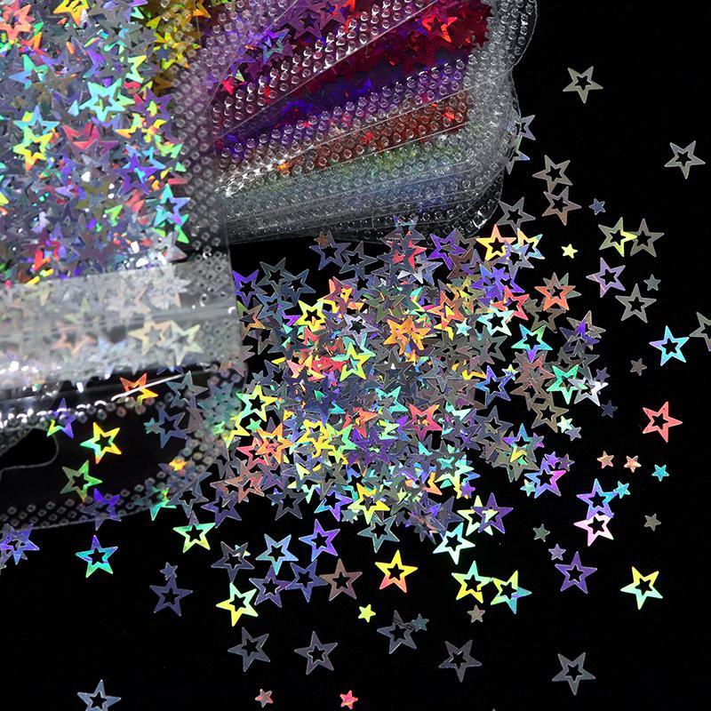 Holographic Hollow Star Nails Sequins Laser Flakes Nail Art Decoration