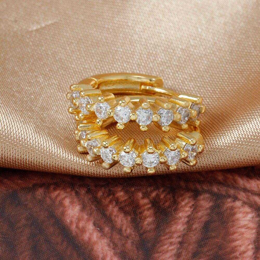 Luxusní nerezové barevné zirkonové kruhové náušnice pro ženy Móda Korejský Huggie Dámské šperky pendientes mujer