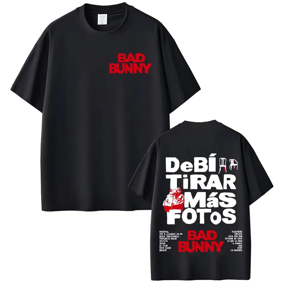 Bad Bunny Tour Debi Tirar Mas Fotos DTMF Merch T-Shirts Men Fashion Pop Music Fans Gift Short Sleeve T-shirt