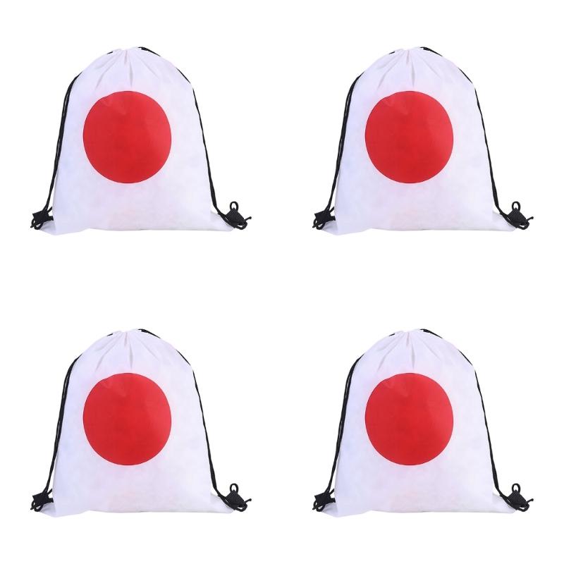 Pack Of 4 Durable Polyester Drawstring Bags With Tournament Flags Football Fan Gift For Party Favors And Sports Event