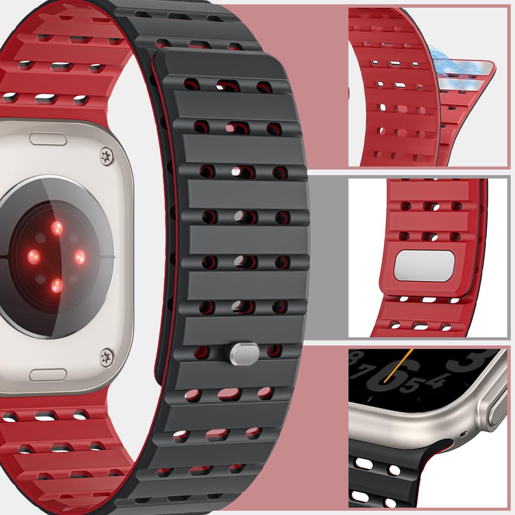 Magnetic Silicone Strap for Apple Watch 49mm 44mm 45mm 46mm 42mm 38mm 40mm for Apple Watch Series11 10 8 7 6 5 9 Bands