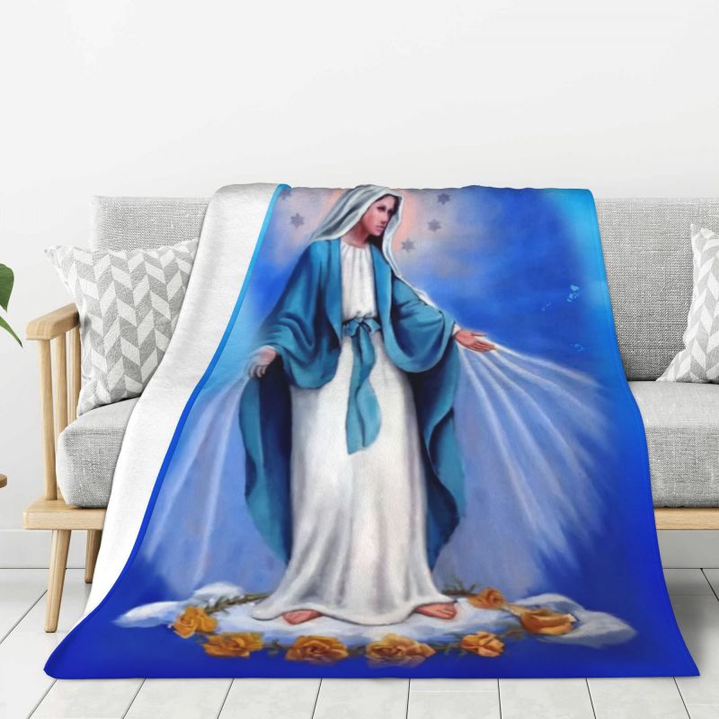 Custom 3D Printed Catholic Virgin Mary Blankets Breathable Soft Flannel Summer Our Lady of Fatima Throw Blanket Travel Bedroom 75X95CM